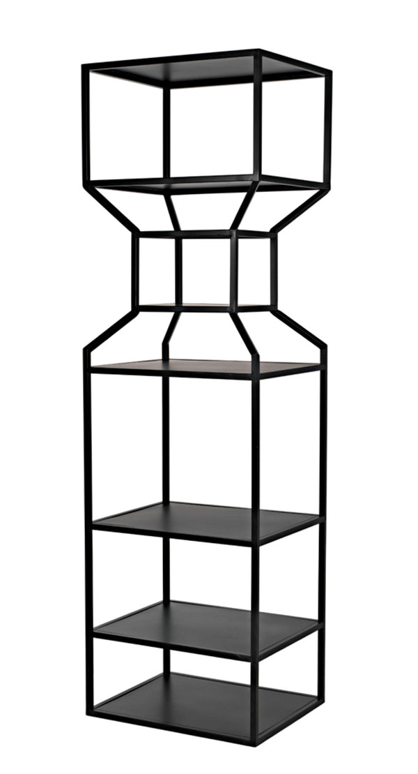 Noir Downtown Industrial Bookcase - Tall Black Metal Storage with Open Shelving for Modern Spaces GBCS235MTB