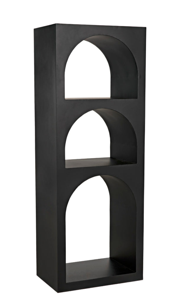 Noir Aqueduct Bookcase - Elegant Matte Black Iron Storage Solution with Architectural Design Appeal A GBCS240MTB-A