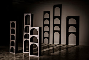 Noir Aqueduct Bookcase - Elegant Matte Black Iron Storage Solution with Architectural Design Appeal A GBCS240MTB-A