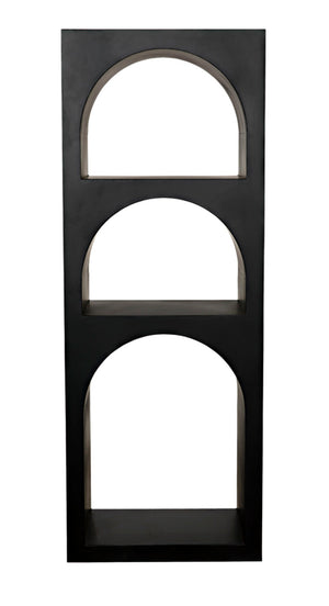 Noir Aqueduct Bookcase - Elegant Matte Black Iron Storage Solution with Architectural Design Appeal A GBCS240MTB-A