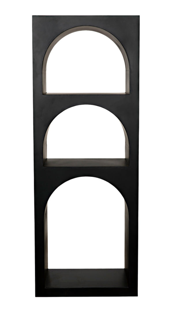 Noir Aqueduct Bookcase - Elegant Matte Black Iron Storage Solution with Architectural Design Appeal A GBCS240MTB-A