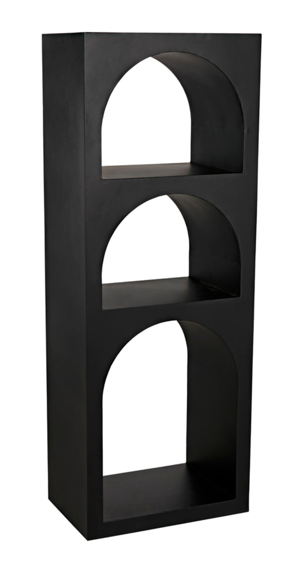 Noir Aqueduct Bookcase - Elegant Matte Black Iron Storage Solution with Architectural Design Appeal A GBCS240MTB-A