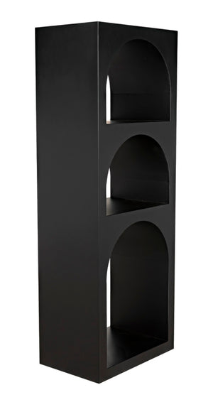 Noir Aqueduct Bookcase - Elegant Matte Black Iron Storage Solution with Architectural Design Appeal A GBCS240MTB-A