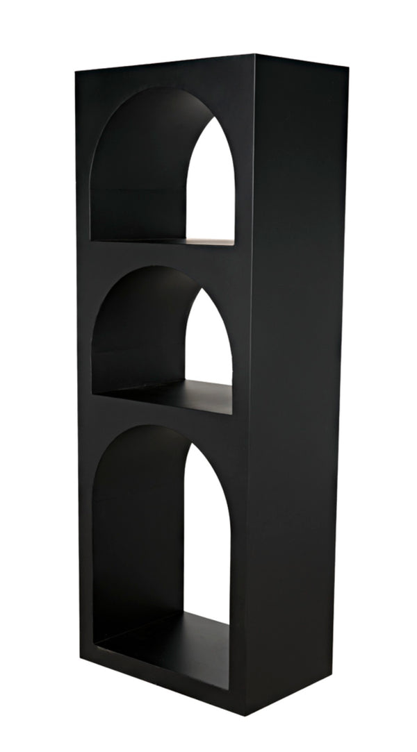 Noir Aqueduct Bookcase - Elegant Matte Black Iron Storage Solution with Architectural Design Appeal A GBCS240MTB-A