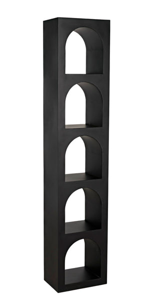 Noir Aqueduct Bookcase - Elegant Matte Black Iron Storage Solution with Architectural Design Appeal C GBCS240MTB-C