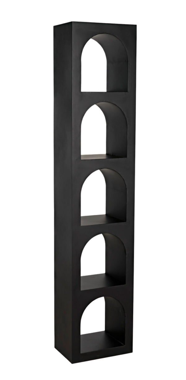 Noir Aqueduct Bookcase - Elegant Matte Black Iron Storage Solution with Architectural Design Appeal C GBCS240MTB-C