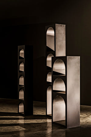 Noir Aqueduct Bookcase - Elegant Matte Black Iron Storage Solution with Architectural Design Appeal C GBCS240MTB-C