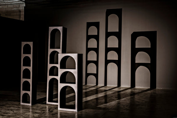 Noir Aqueduct Bookcase - Elegant Matte Black Iron Storage Solution with Architectural Design Appeal C GBCS240MTB-C