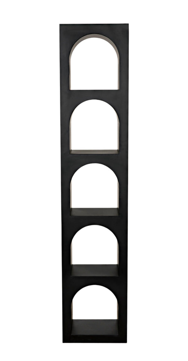 Noir Aqueduct Bookcase - Elegant Matte Black Iron Storage Solution with Architectural Design Appeal C GBCS240MTB-C