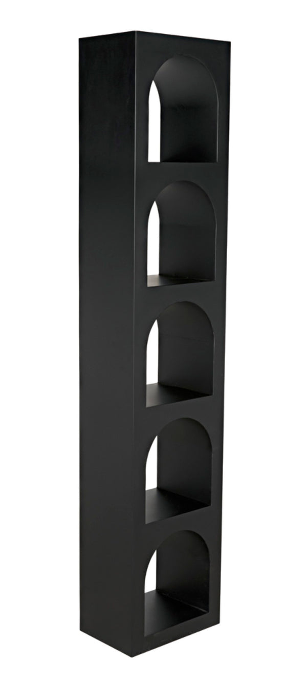 Noir Aqueduct Bookcase - Elegant Matte Black Iron Storage Solution with Architectural Design Appeal C GBCS240MTB-C