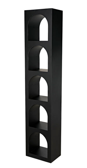 Noir Aqueduct Bookcase - Elegant Matte Black Iron Storage Solution with Architectural Design Appeal C GBCS240MTB-C