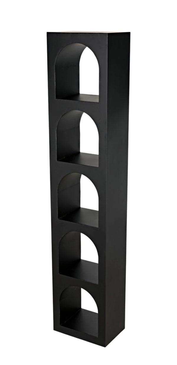 Noir Aqueduct Bookcase - Elegant Matte Black Iron Storage Solution with Architectural Design Appeal C GBCS240MTB-C