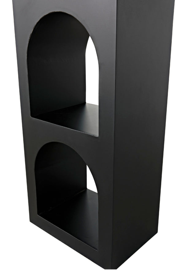 Noir Aqueduct Bookcase - Elegant Matte Black Iron Storage Solution with Architectural Design Appeal C GBCS240MTB-C