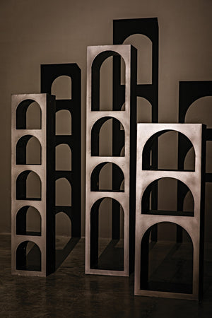 Noir Aqueduct Bookcase - Elegant Matte Black Iron Storage Solution with Architectural Design Appeal C GBCS240MTB-C