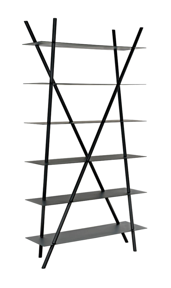 Noir Siddhartha Industrial Bookcase - Sleek Black Metal Storage, Modern Design, Perfect for Any Room GBCS241MTB