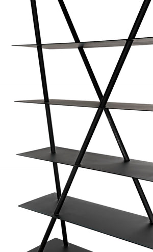 Noir Siddhartha Industrial Bookcase - Sleek Black Metal Storage, Modern Design, Perfect for Any Room GBCS241MTB