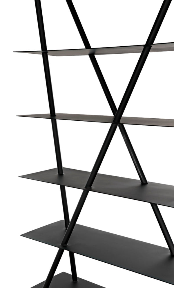 Noir Siddhartha Industrial Bookcase - Sleek Black Metal Storage, Modern Design, Perfect for Any Room GBCS241MTB