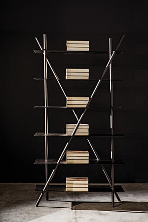 Noir Siddhartha Industrial Bookcase - Sleek Black Metal Storage, Modern Design, Perfect for Any Room GBCS241MTB