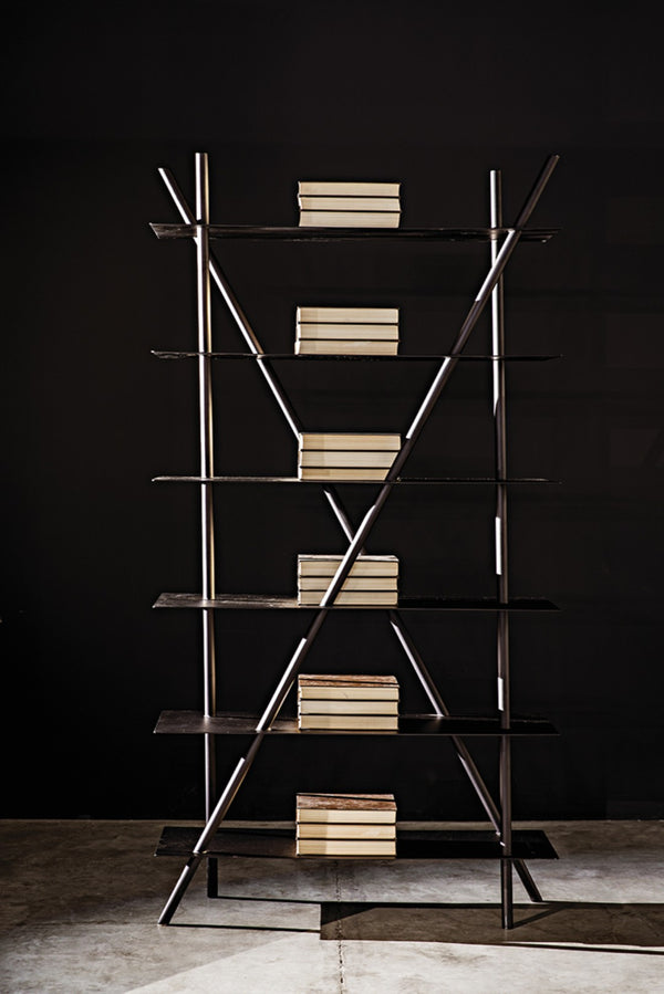Noir Siddhartha Industrial Bookcase - Sleek Black Metal Storage, Modern Design, Perfect for Any Room GBCS241MTB