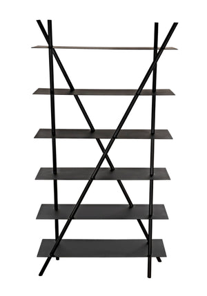 Noir Siddhartha Industrial Bookcase - Sleek Black Metal Storage, Modern Design, Perfect for Any Room GBCS241MTB