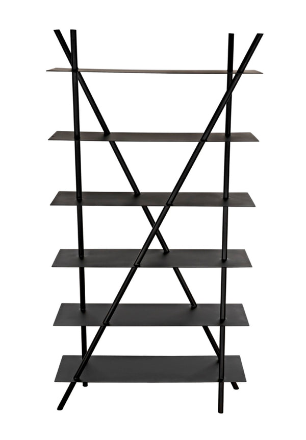 Noir Siddhartha Industrial Bookcase - Sleek Black Metal Storage, Modern Design, Perfect for Any Room GBCS241MTB