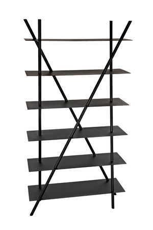 Noir Siddhartha Industrial Bookcase - Sleek Black Metal Storage, Modern Design, Perfect for Any Room GBCS241MTB