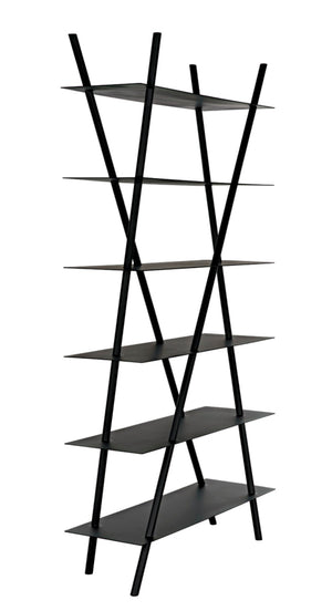 Noir Siddhartha Industrial Bookcase - Sleek Black Metal Storage, Modern Design, Perfect for Any Room GBCS241MTB