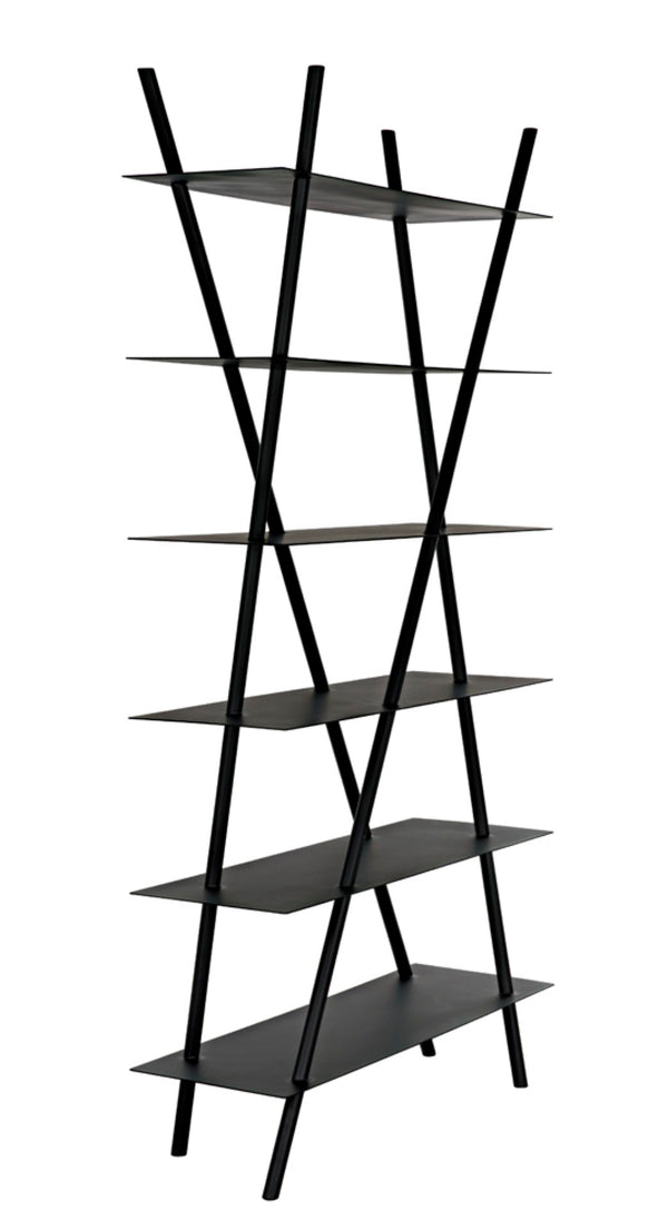Noir Siddhartha Industrial Bookcase - Sleek Black Metal Storage, Modern Design, Perfect for Any Room GBCS241MTB