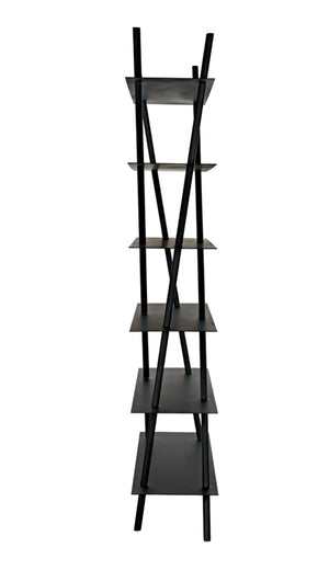 Noir Siddhartha Industrial Bookcase - Sleek Black Metal Storage, Modern Design, Perfect for Any Room GBCS241MTB