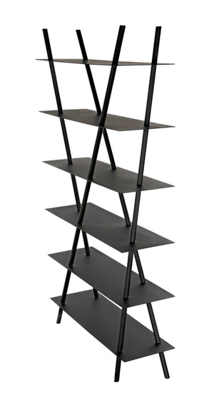 Noir Siddhartha Industrial Bookcase - Sleek Black Metal Storage, Modern Design, Perfect for Any Room GBCS241MTB