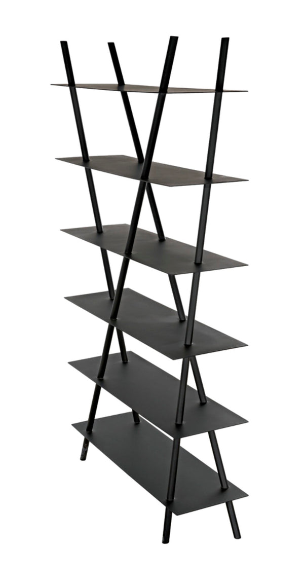 Noir Siddhartha Industrial Bookcase - Sleek Black Metal Storage, Modern Design, Perfect for Any Room GBCS241MTB