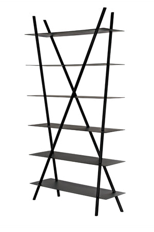 Noir Siddhartha Industrial Bookcase - Sleek Black Metal Storage, Modern Design, Perfect for Any Room GBCS241MTB