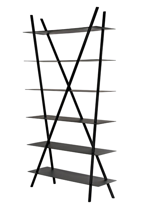 Noir Siddhartha Industrial Bookcase - Sleek Black Metal Storage, Modern Design, Perfect for Any Room GBCS241MTB