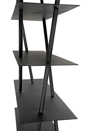 Noir Siddhartha Industrial Bookcase - Sleek Black Metal Storage, Modern Design, Perfect for Any Room GBCS241MTB