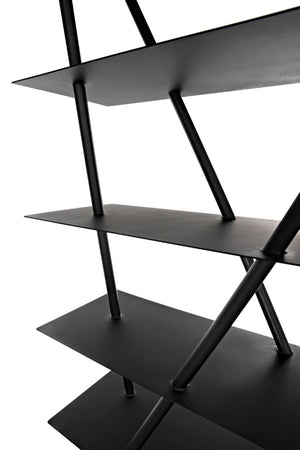 Noir Siddhartha Industrial Bookcase - Sleek Black Metal Storage, Modern Design, Perfect for Any Room GBCS241MTB