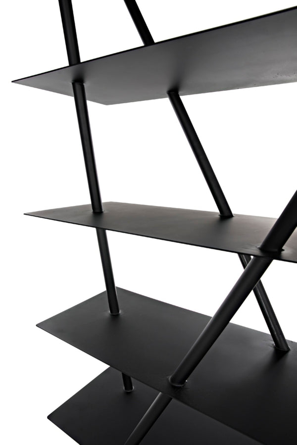Noir Siddhartha Industrial Bookcase - Sleek Black Metal Storage, Modern Design, Perfect for Any Room GBCS241MTB