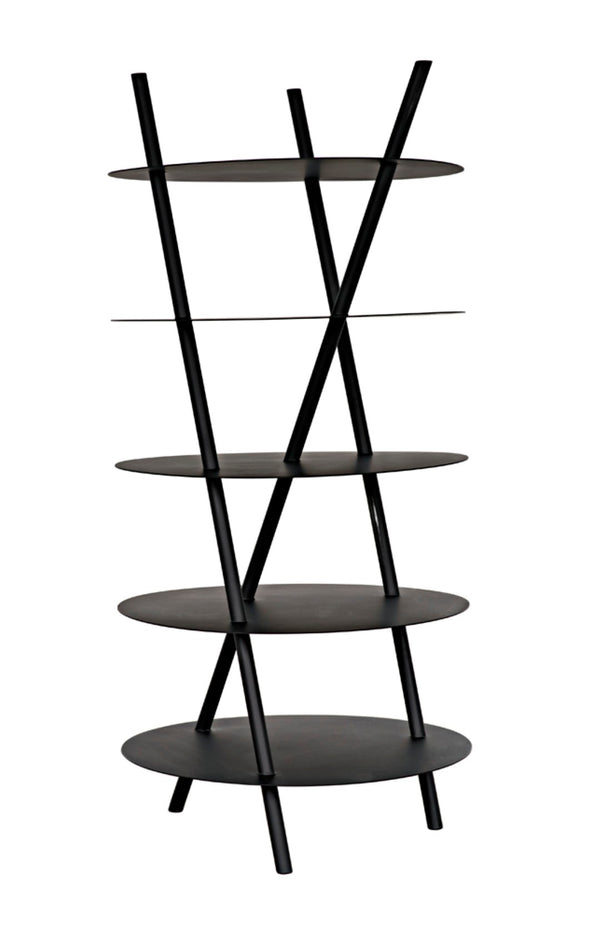 Noir Gautama Shelf - Bold Black Metal Geometric Storage Unit for Modern Living Spaces and Office Décor GBCS242MTB
