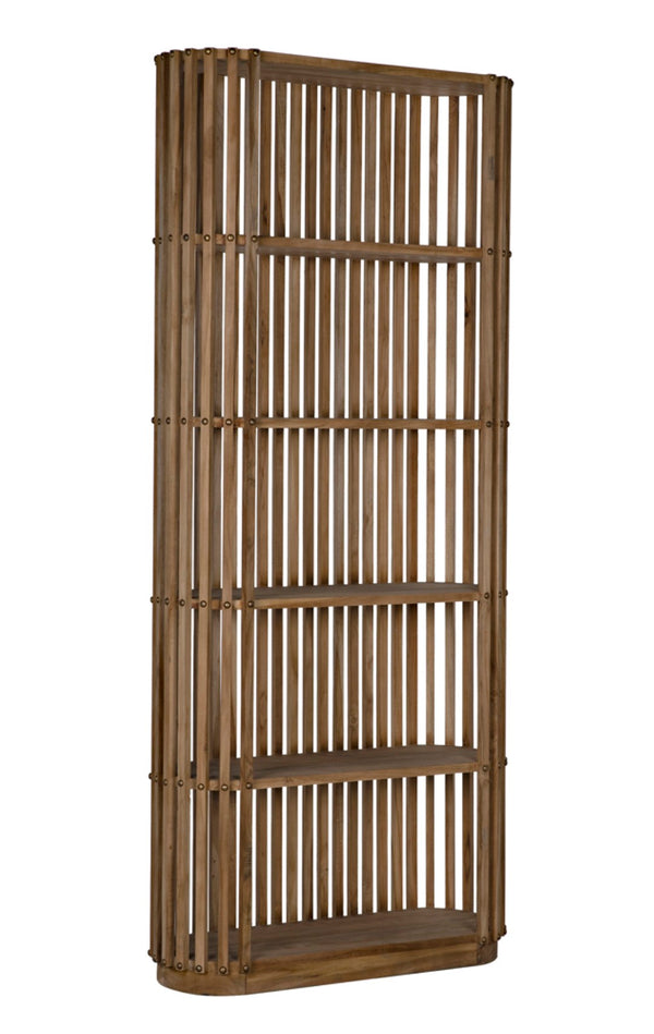 Noir Small Opal Bookcase - Elegant Teak Storage Solution with Brass Accents for Stylish Vertical Display GBCS243T