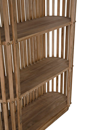 Noir Small Opal Bookcase - Elegant Teak Storage Solution with Brass Accents for Stylish Vertical Display GBCS243T