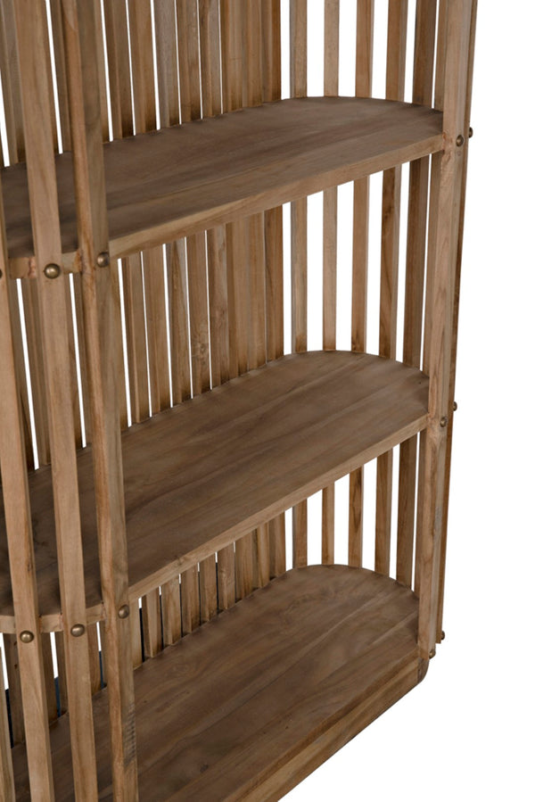 Noir Small Opal Bookcase - Elegant Teak Storage Solution with Brass Accents for Stylish Vertical Display GBCS243T