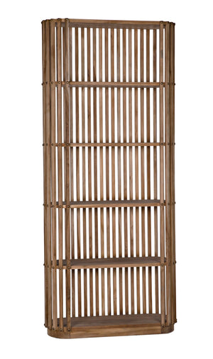 Noir Small Opal Bookcase - Elegant Teak Storage Solution with Brass Accents for Stylish Vertical Display GBCS243T