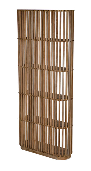 Noir Small Opal Bookcase - Elegant Teak Storage Solution with Brass Accents for Stylish Vertical Display GBCS243T