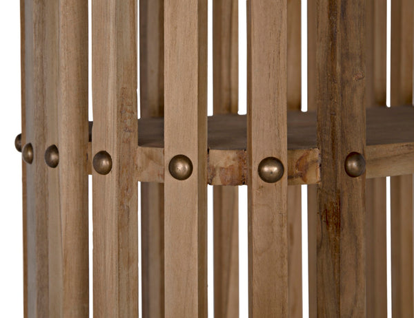 Noir Small Opal Bookcase - Elegant Teak Storage Solution with Brass Accents for Stylish Vertical Display GBCS243T