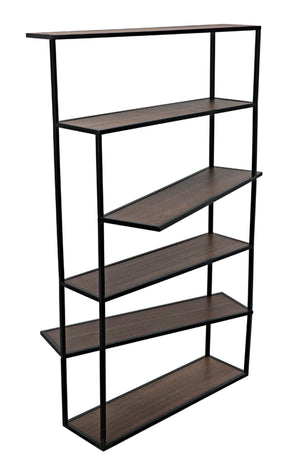 Noir Verso Industrial Bookcase - Dark Walnut & Matte Black Steel Shelving Unit for Modern Spaces GBCS244MTB