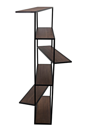 Noir Verso Industrial Bookcase - Dark Walnut & Matte Black Steel Shelving Unit for Modern Spaces GBCS244MTB