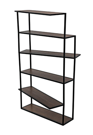 Noir Verso Industrial Bookcase - Dark Walnut & Matte Black Steel Shelving Unit for Modern Spaces GBCS244MTB