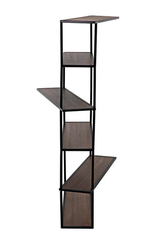 Noir Verso Industrial Bookcase - Dark Walnut & Matte Black Steel Shelving Unit for Modern Spaces GBCS244MTB