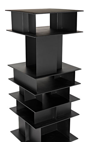 Noir Pisa Industrial Black Iron Shelf - Modern Geometric Design for Contemporary Home & Office Storage GBCS245MTB