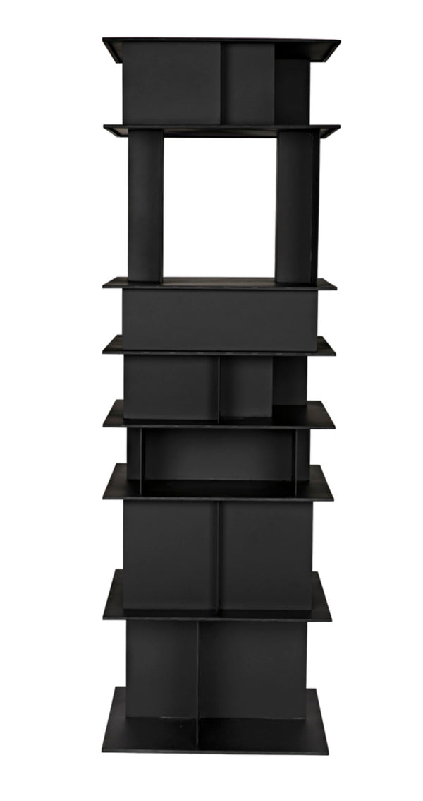 Noir Pisa Industrial Black Iron Shelf - Modern Geometric Design for Contemporary Home & Office Storage GBCS245MTB