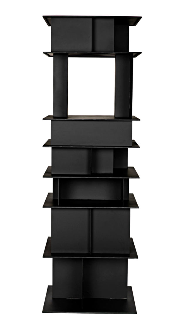 Noir Pisa Industrial Black Iron Shelf - Modern Geometric Design for Contemporary Home & Office Storage GBCS245MTB